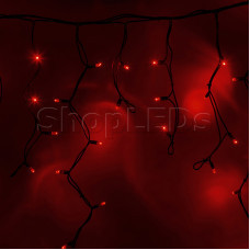 Гирлянда Айсикл (бахрома) светодиодный, 4,0 х 0,6 м, черный провод "КАУЧУК", 220В, диоды красные, NEON-NIGHT