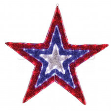 Фигура "Звезда" бархатная, размеры 91 см (129 светодиод красный+голубой+белый цвета)